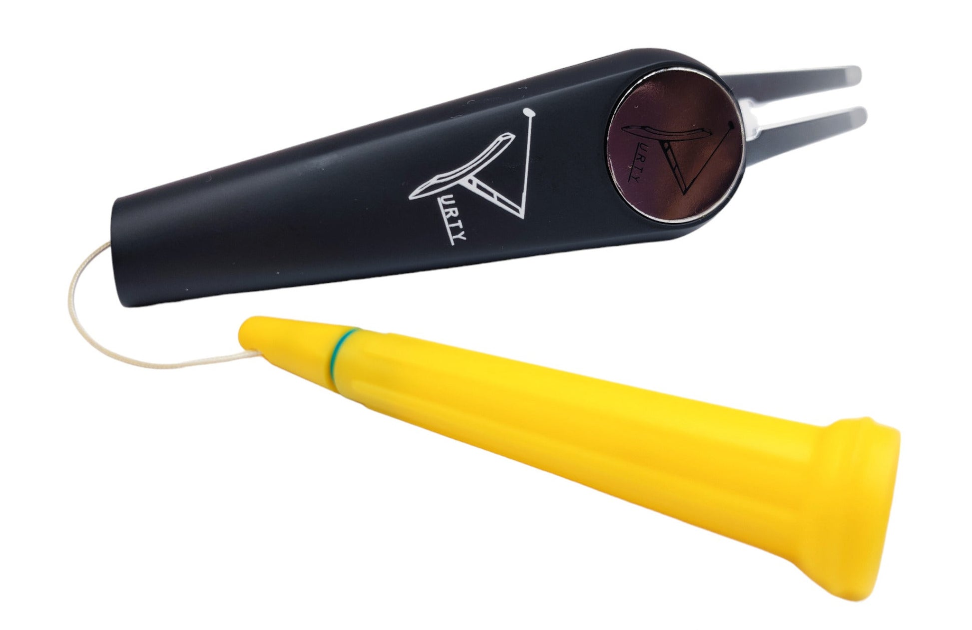 Yurty 3 in 1 Golf Accessory, A fold-out pitch-mark repairer. A magnetic button, equipped with a metal ball marker.